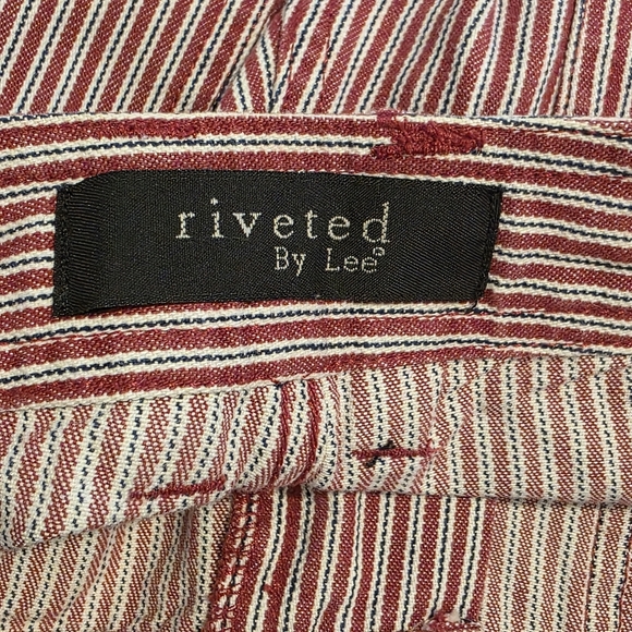 Vintage Riveted by Lee Capri Striped Red Wide Leg 100% Cotton Women's 6M - Picture 8 of 10